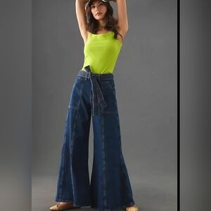 Farm Rio Belted Wide Leg Pallazzo Jeans Dark Wash Size 29
